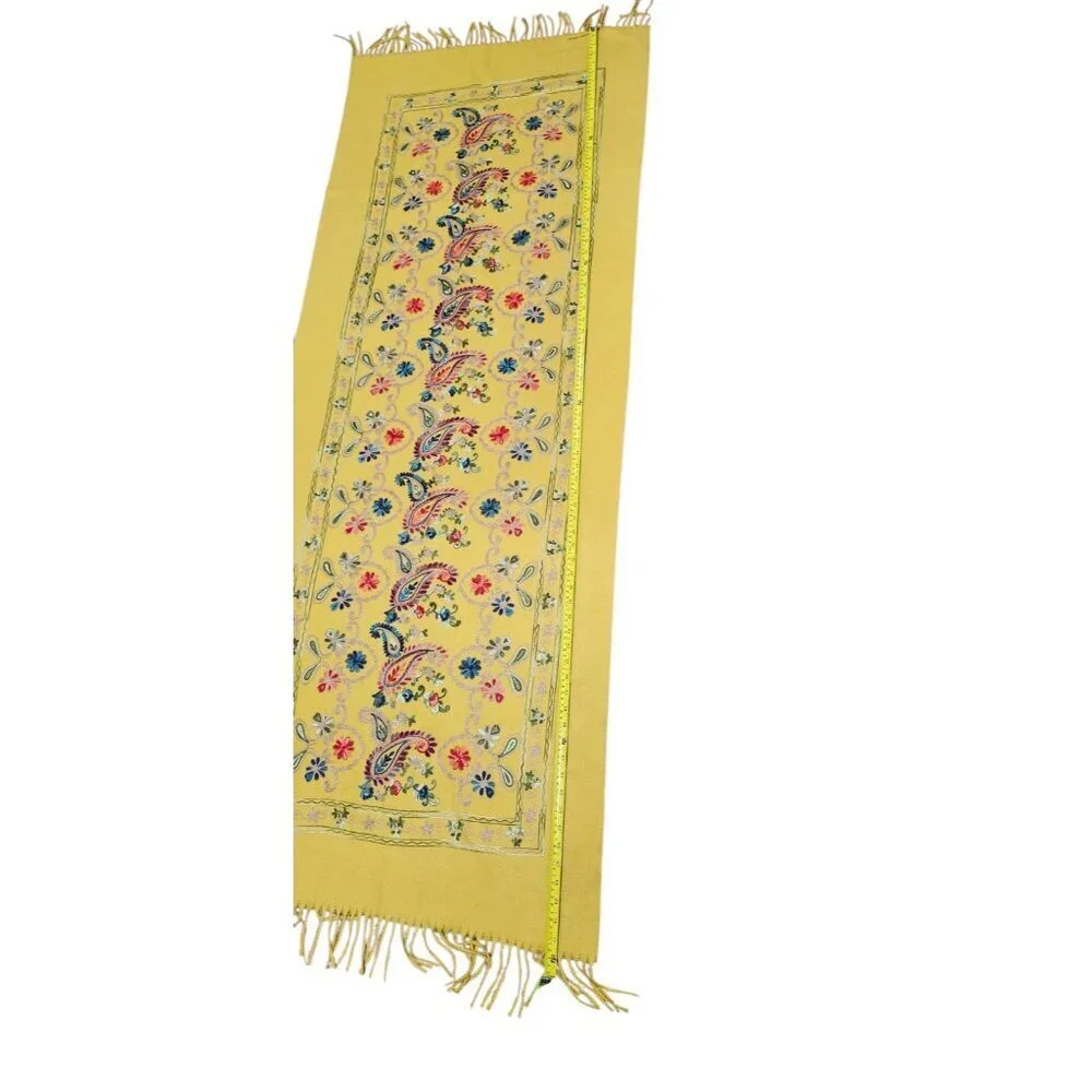 Fashion Embroidered large Paisley Wool /viscose Rugs Shawl Scarf Size 72''x28''